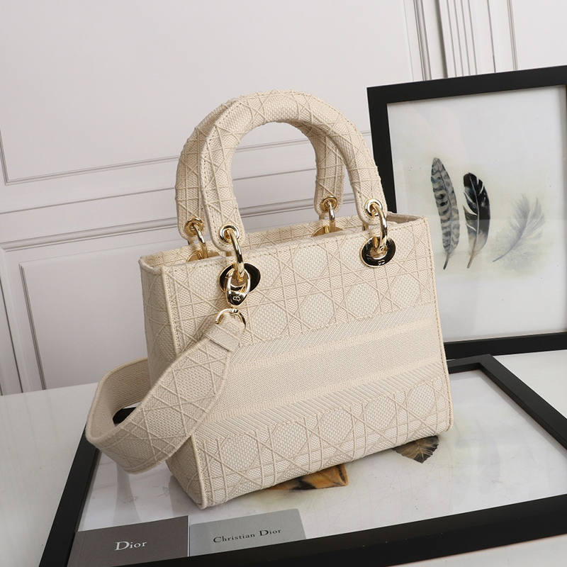 Dior Medium LADY Bag Cannage Embroidery(Replica)