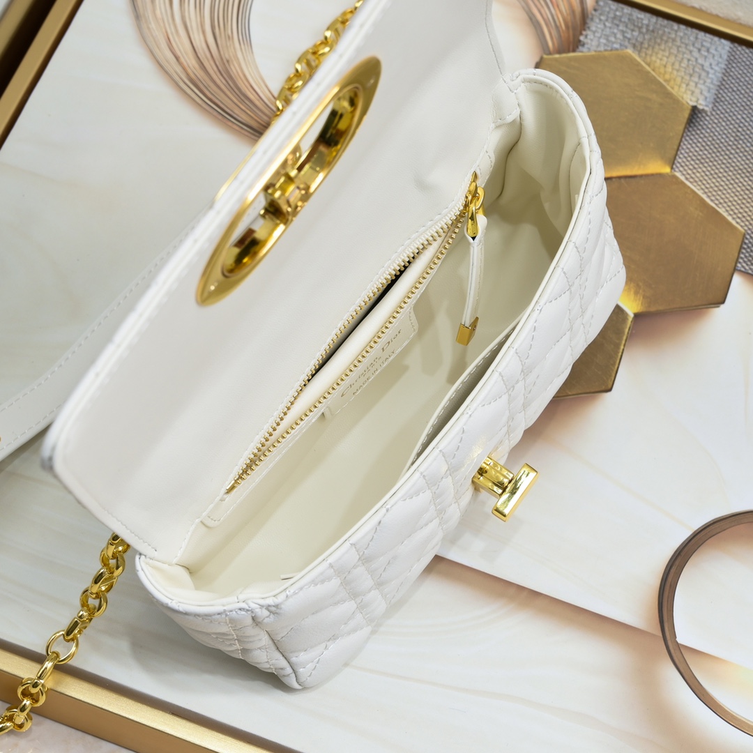Small Dior Caro Bag White 9797 XB091 21cm