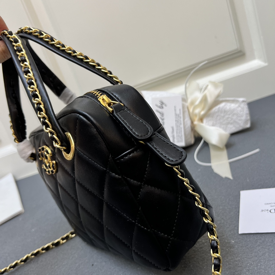 Chanel Mini Cowhide Bowling Shoulder Handle Crossbody Bag S3231