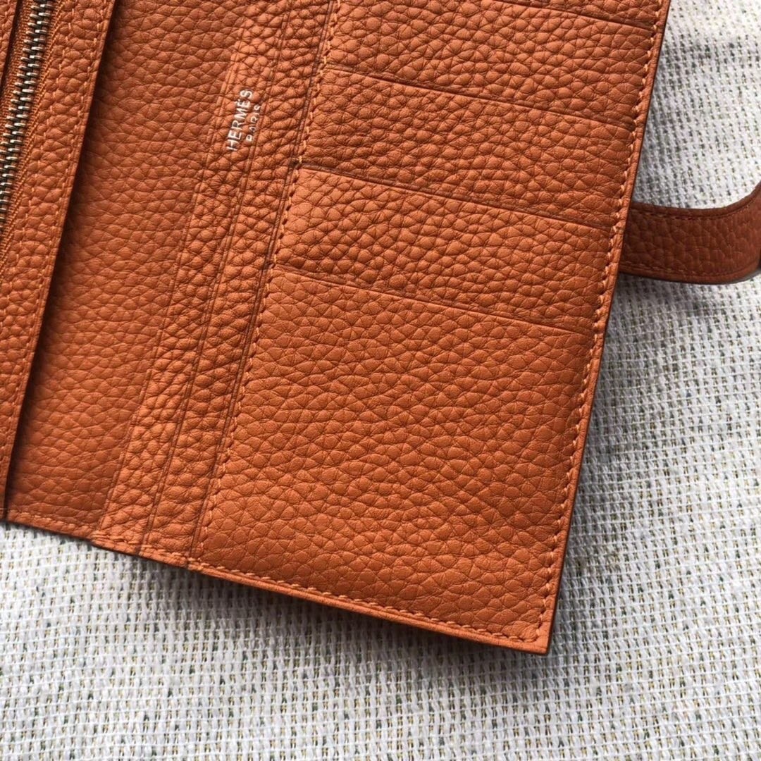 Hermes Bearn Bifold Wallet Togo Leather Orange