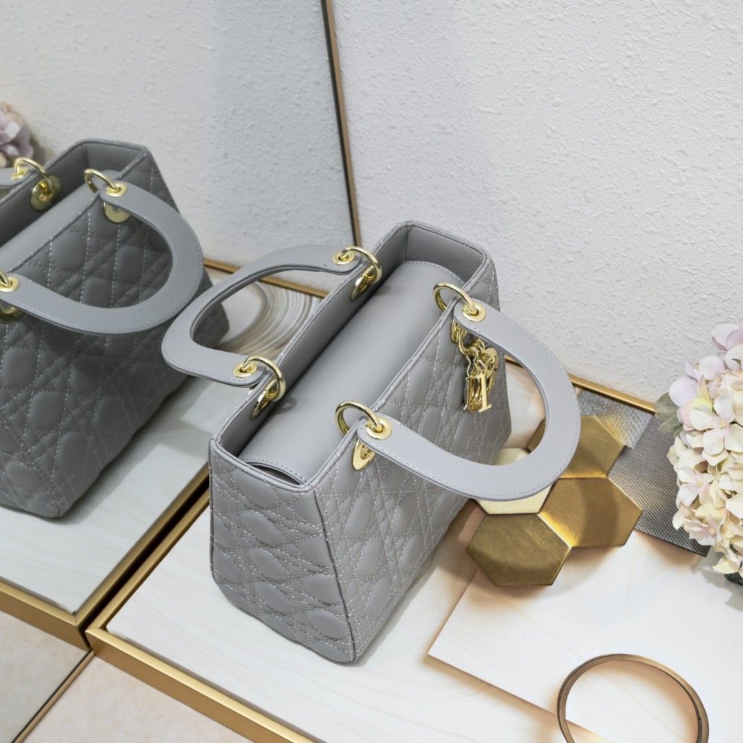 Medium Lady Dior Bag Grey Sheepskin LM071 24cm