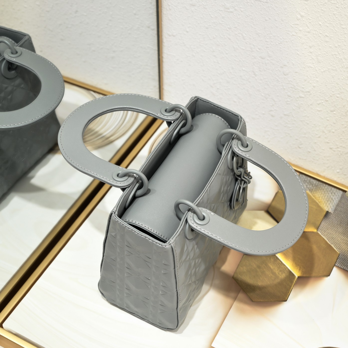 Small Lady Dior My ABCDior Bag Gray Diamond Motif 4002 XB091 20cm