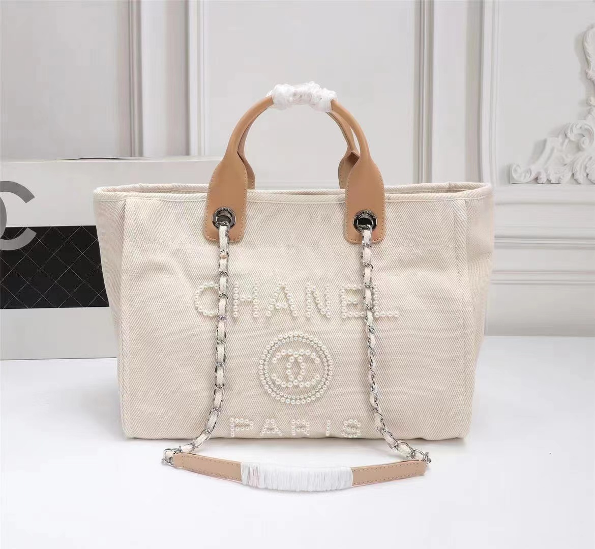 Chanel Tote Bag Canvas Totes Handbag (Replica)