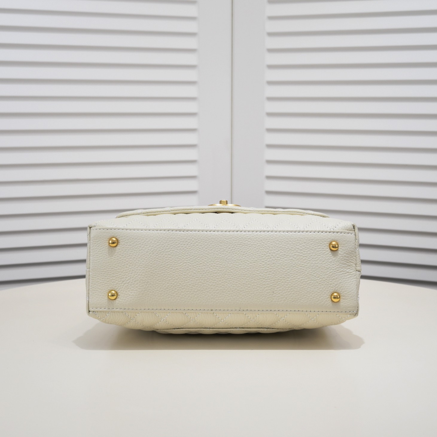 Chanel Stripe Gold Buckle Large  Shoulder Bag Handbag