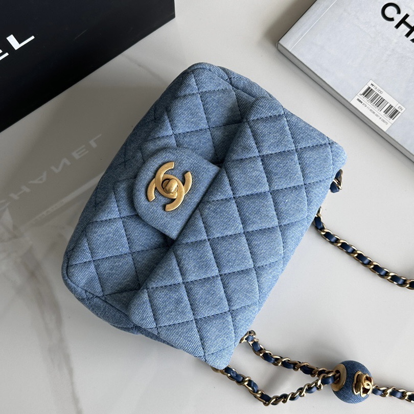 Chanel Classic Flag Bag Quilted Denim 20CM Shoulder Bag(Replica)