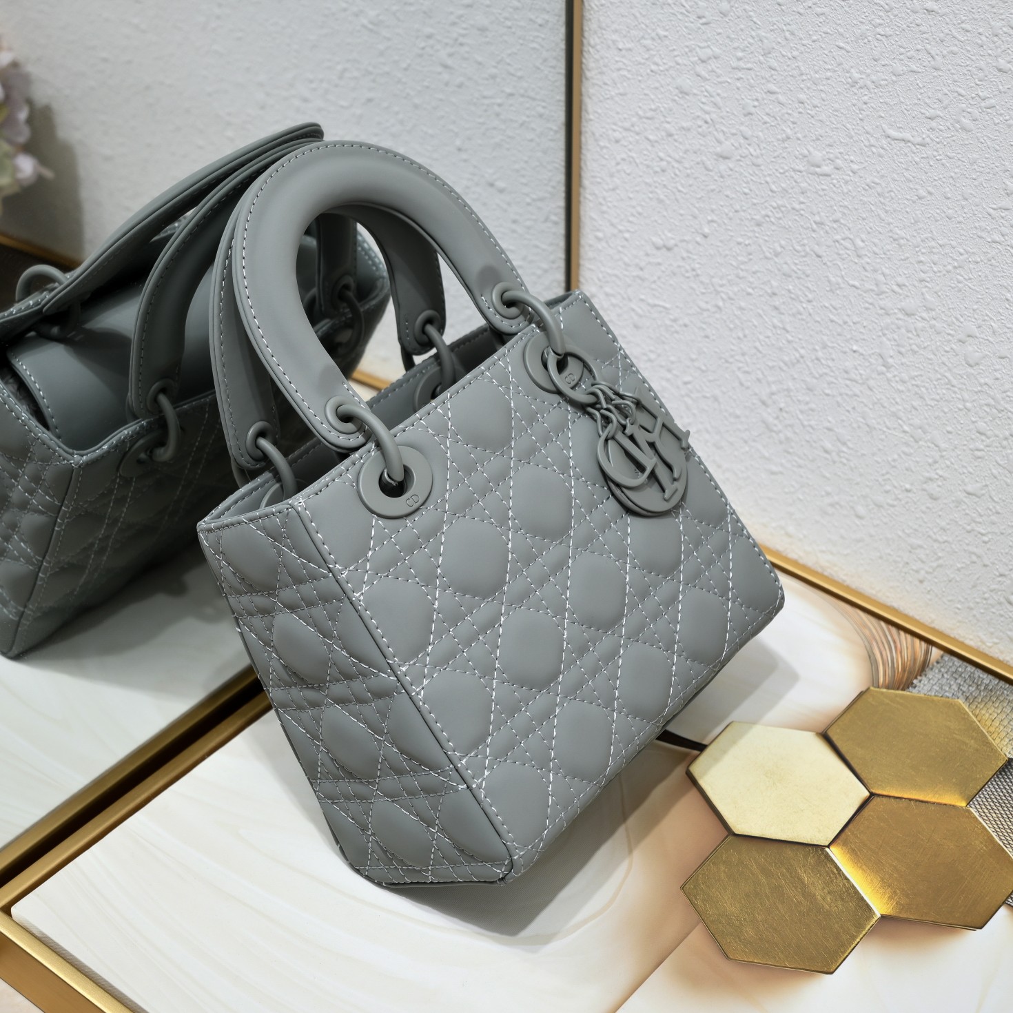 Small Lady Dior My ABCDior Bag Grey Matte 2022 LM061 20cm