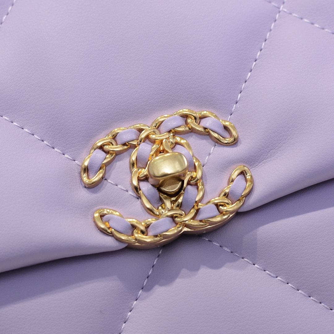 Chanel Lambskin Quilted Large19 Flap Shoulder Bag Handbag