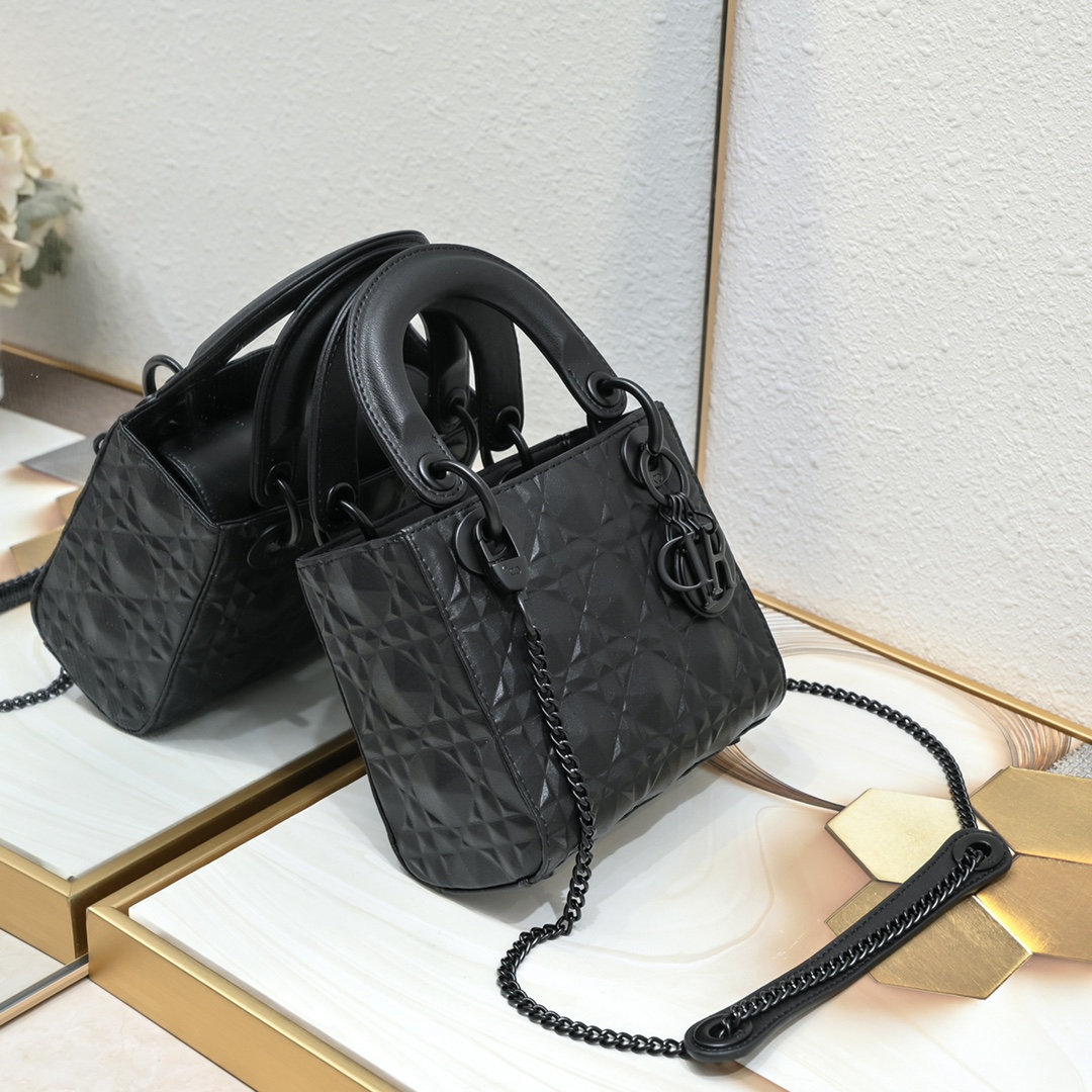 Mini Lady Dior Bag Black Diamond Motif 3002 XB081 17cm