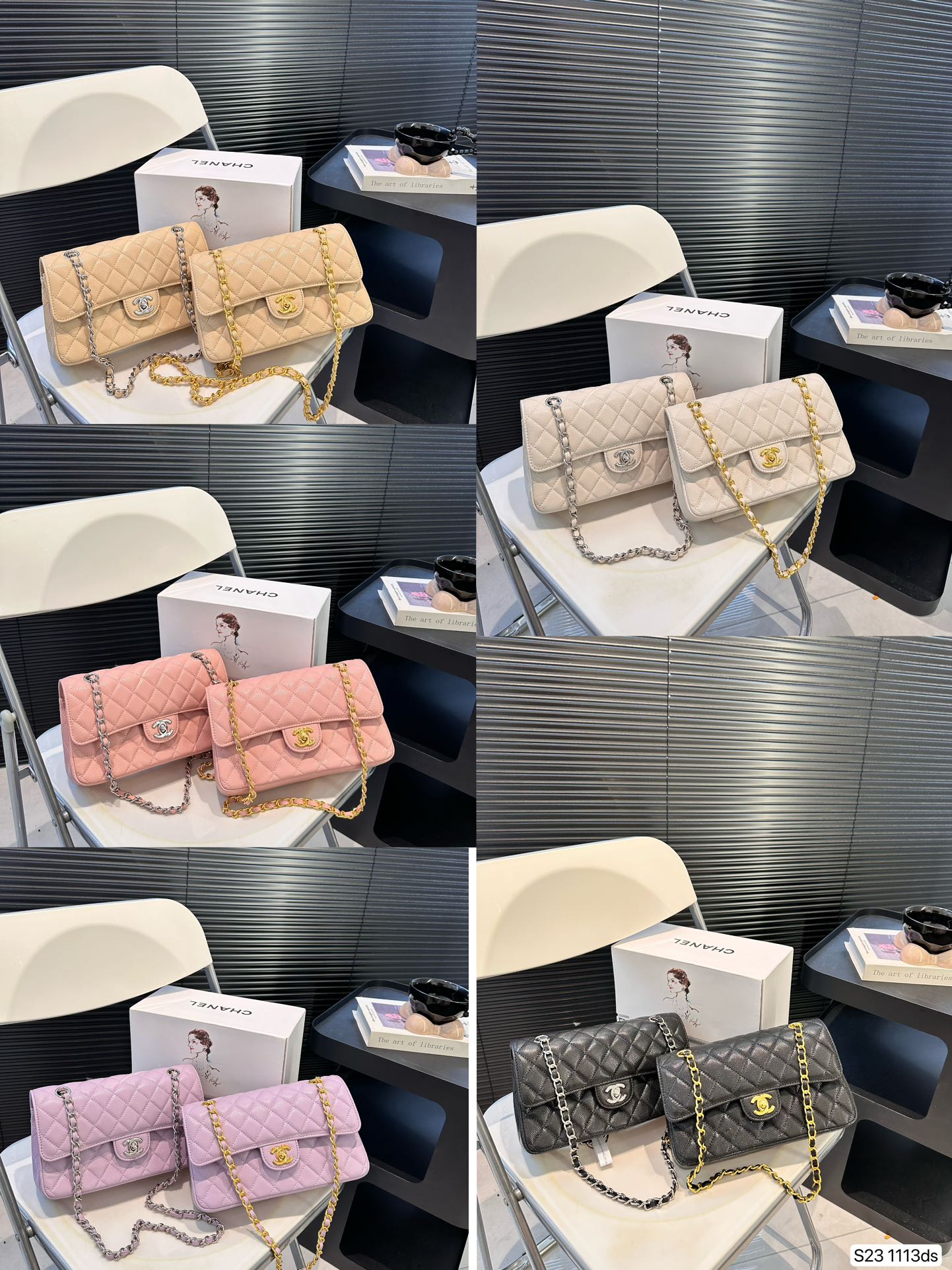 Chanel Classic Flap Bag Caviar 1113 LLS081 23cm