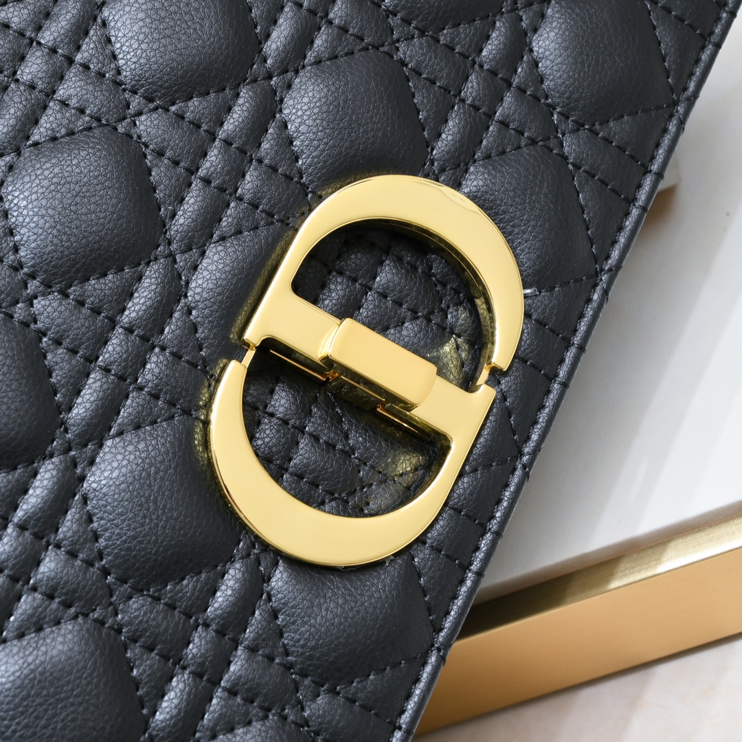 Large Dior Caro Bag Black 9797 XB002 28cm