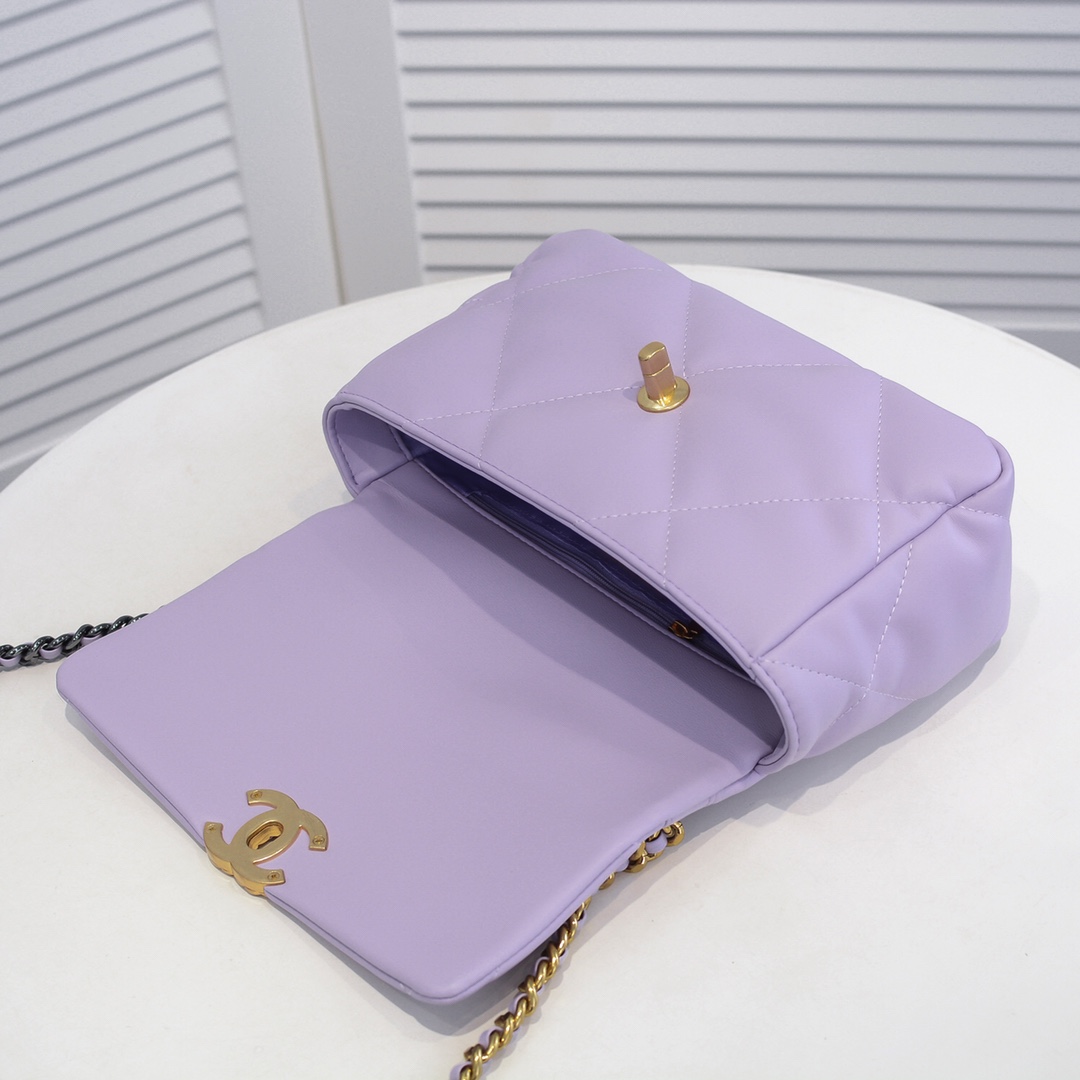 Chanel Lambskin Quilted Small 19 Flap Shoulder Bag Handbag