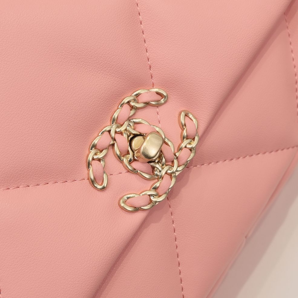 Chanel Lambskin Quilted Large19 Flap Shoulder Bag Handbag