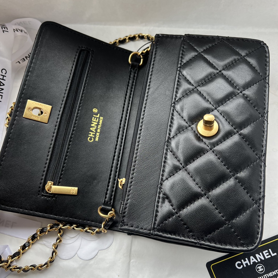 Chanel Double C Enameled Buckle Crossbody Bag Sheepskin