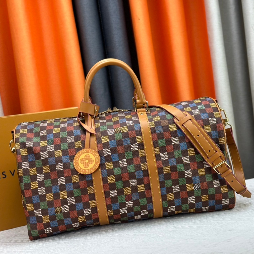 Louis Vuitton Keepall Bandoulière 50 Travel Bag M11674 M41416 Damier Flags