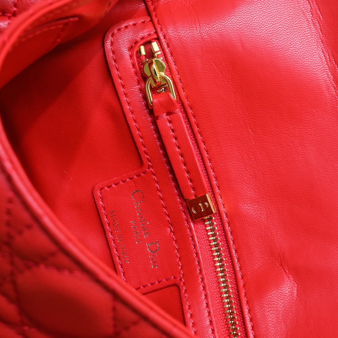 Small Dior Caro Bag Red 9797 XB091 21cm