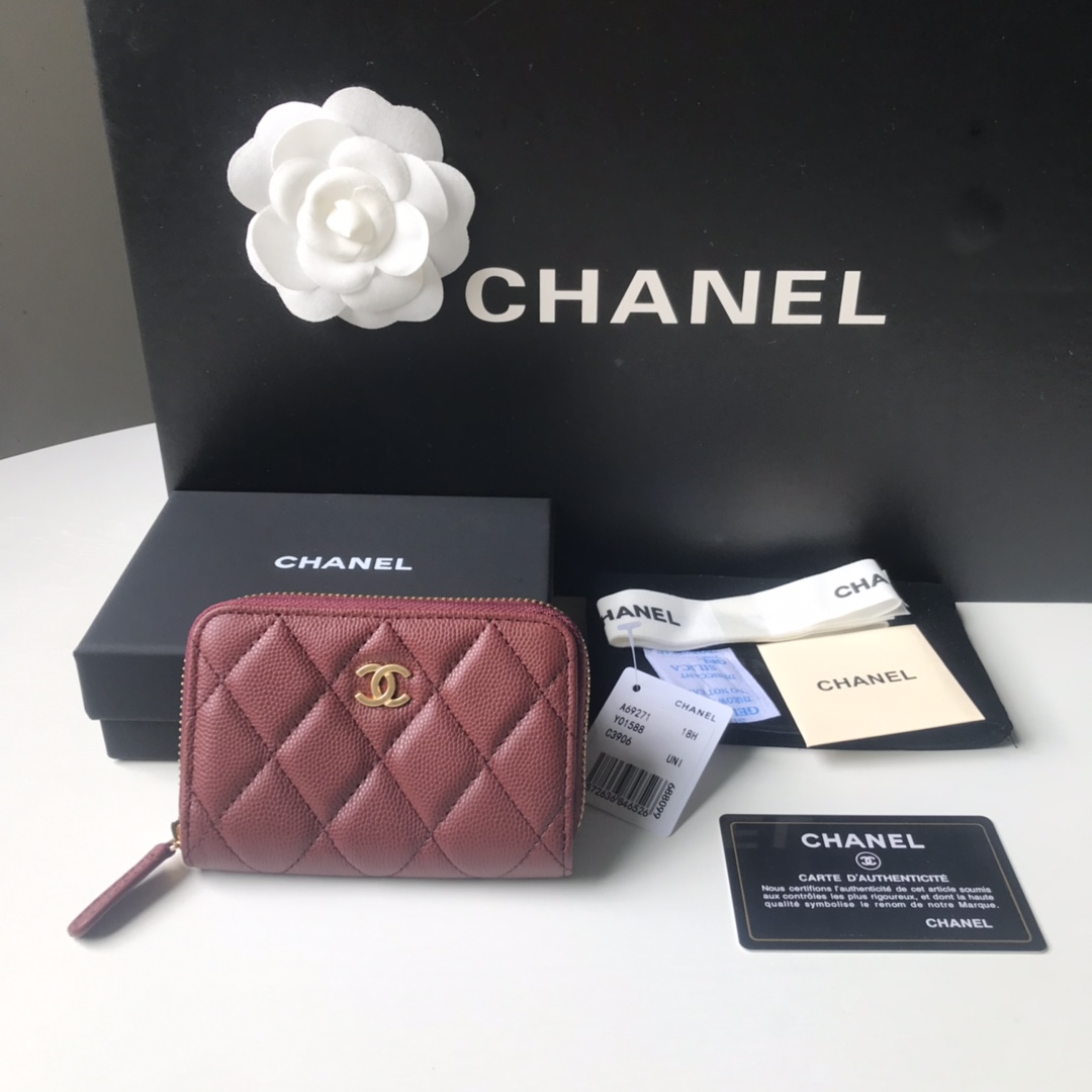 CHANEL CLASSIC ZIPPED COIN PURSE caviar
