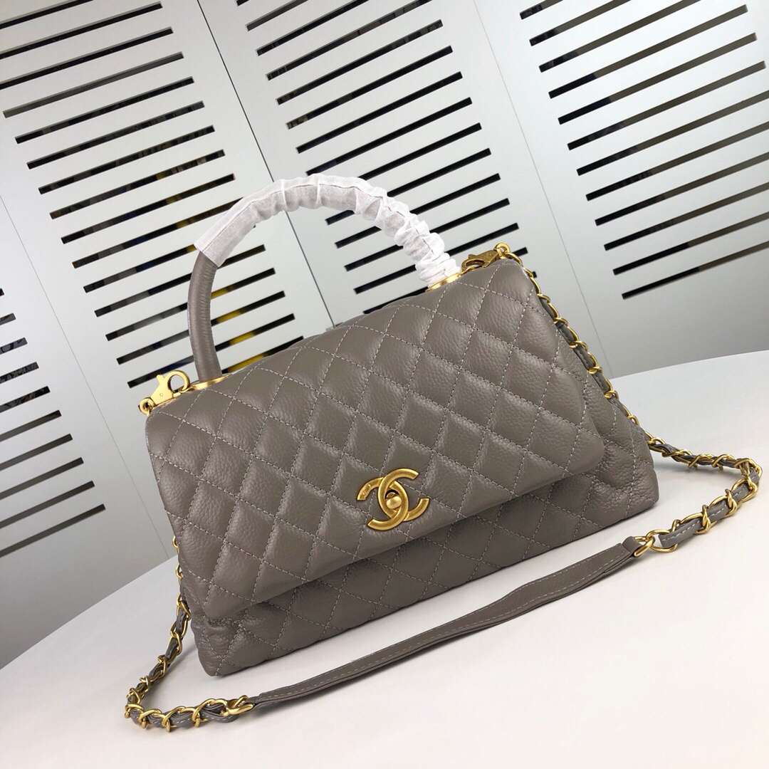 Chanel Grey Large Shoulder Bag Handbag
