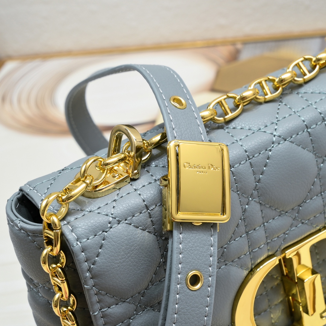 Small Dior Caro Bag Gray 9797 XB091 21cm