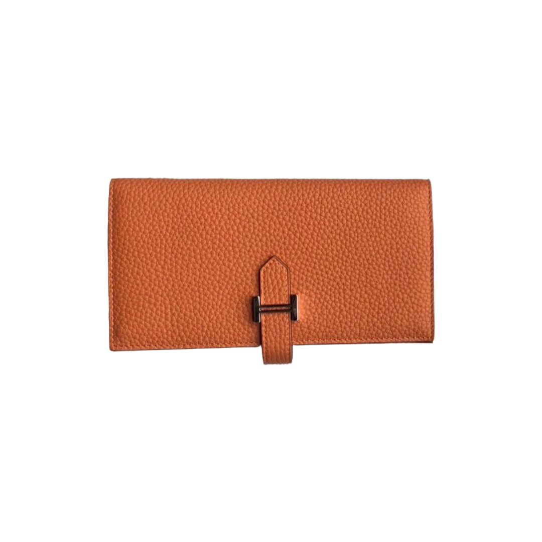 Hermes Bearn Bifold Wallet Togo Leather Orange