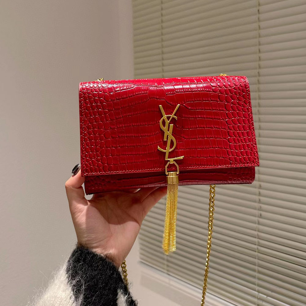 Saint Laurent YSL Kate Tassel Crocodile Leather Shoulder Bag (Replica)