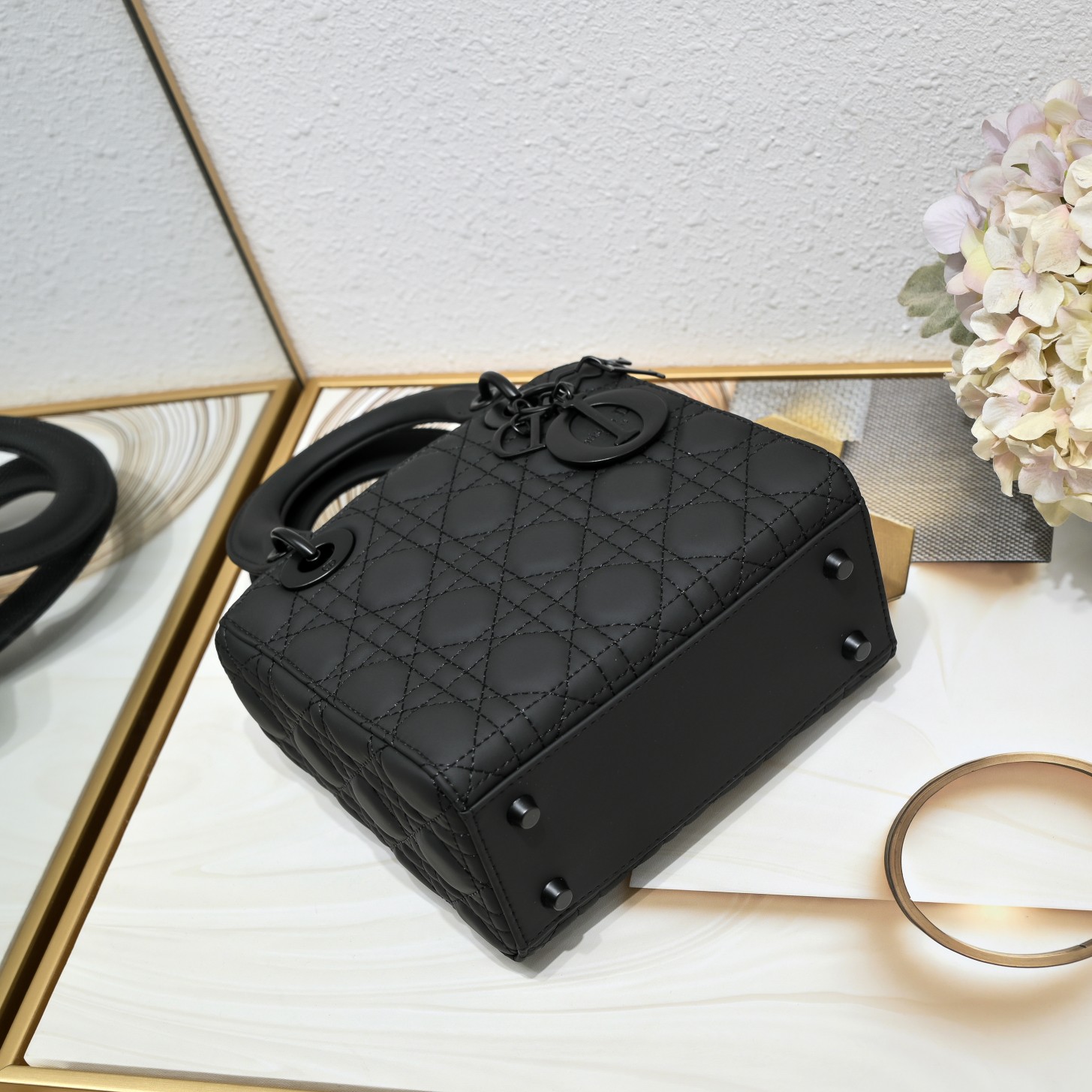 Small Lady Dior My ABCDior Bag Black Matte 2022 LM061 20cm