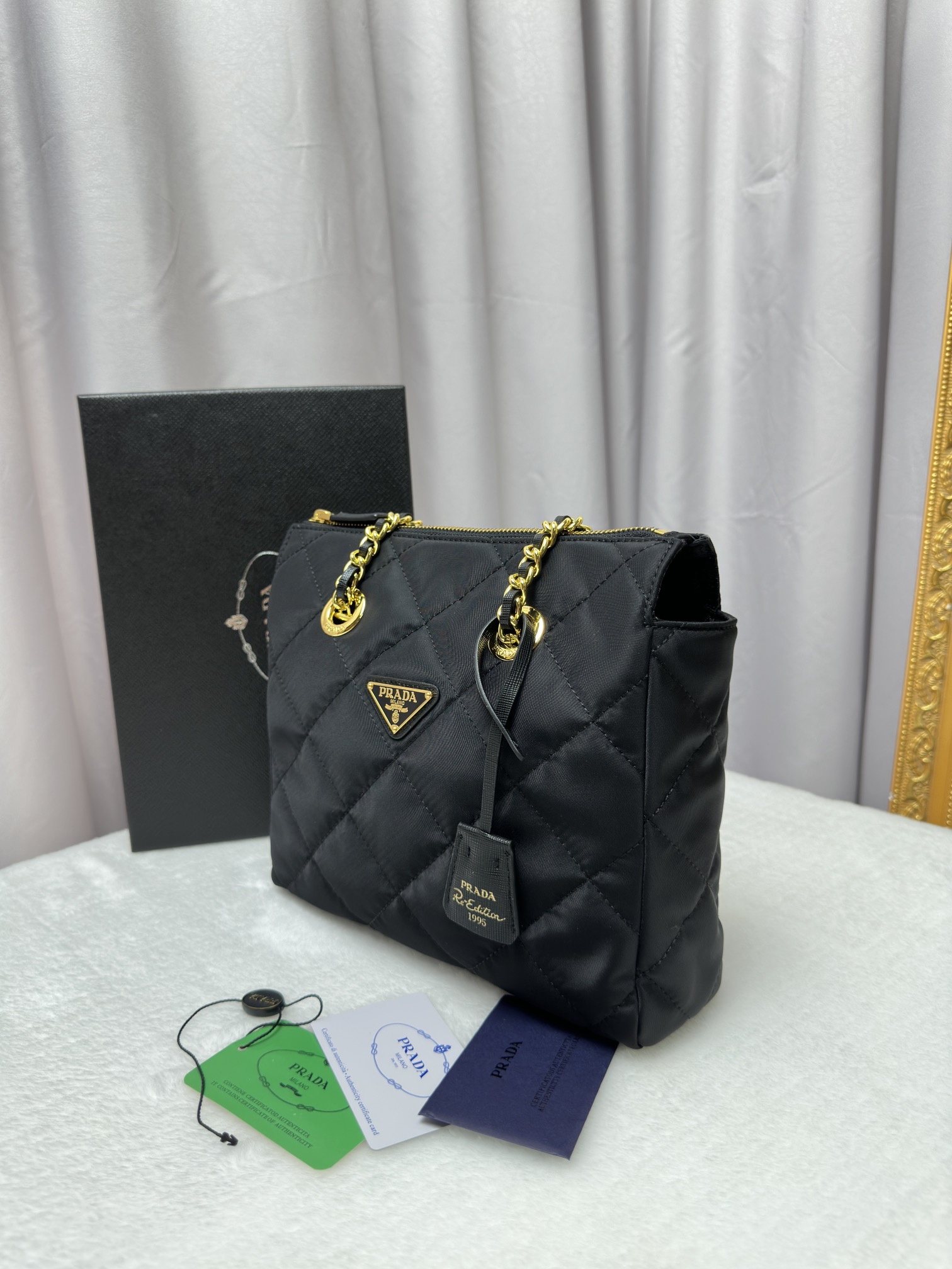 Prada Re-Nylon Tote Black 1BG468 22PJ051 25cm