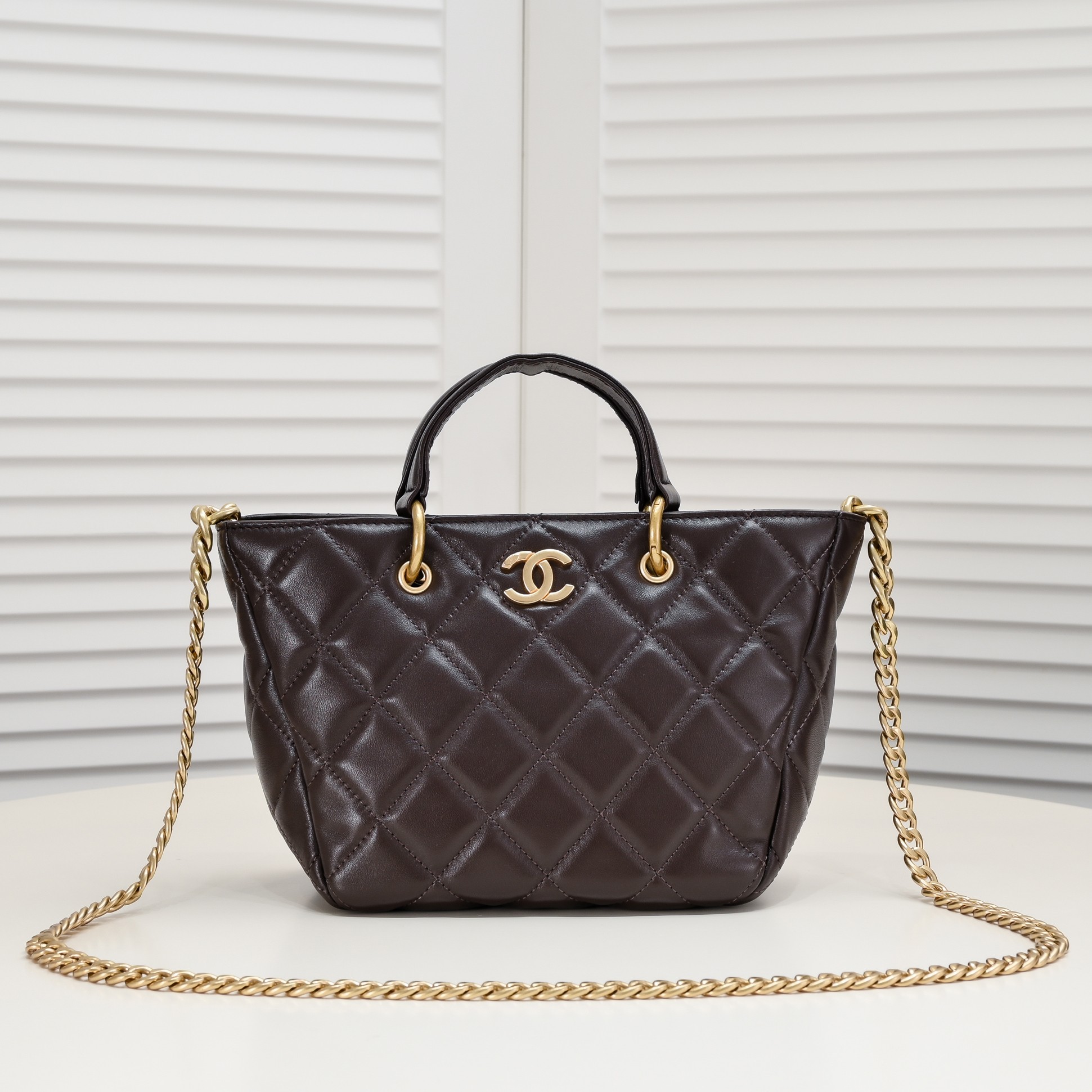 Chanel CC 2Way Chain Shoulder Tote Bag  Leather Shoulder Bag Handbag