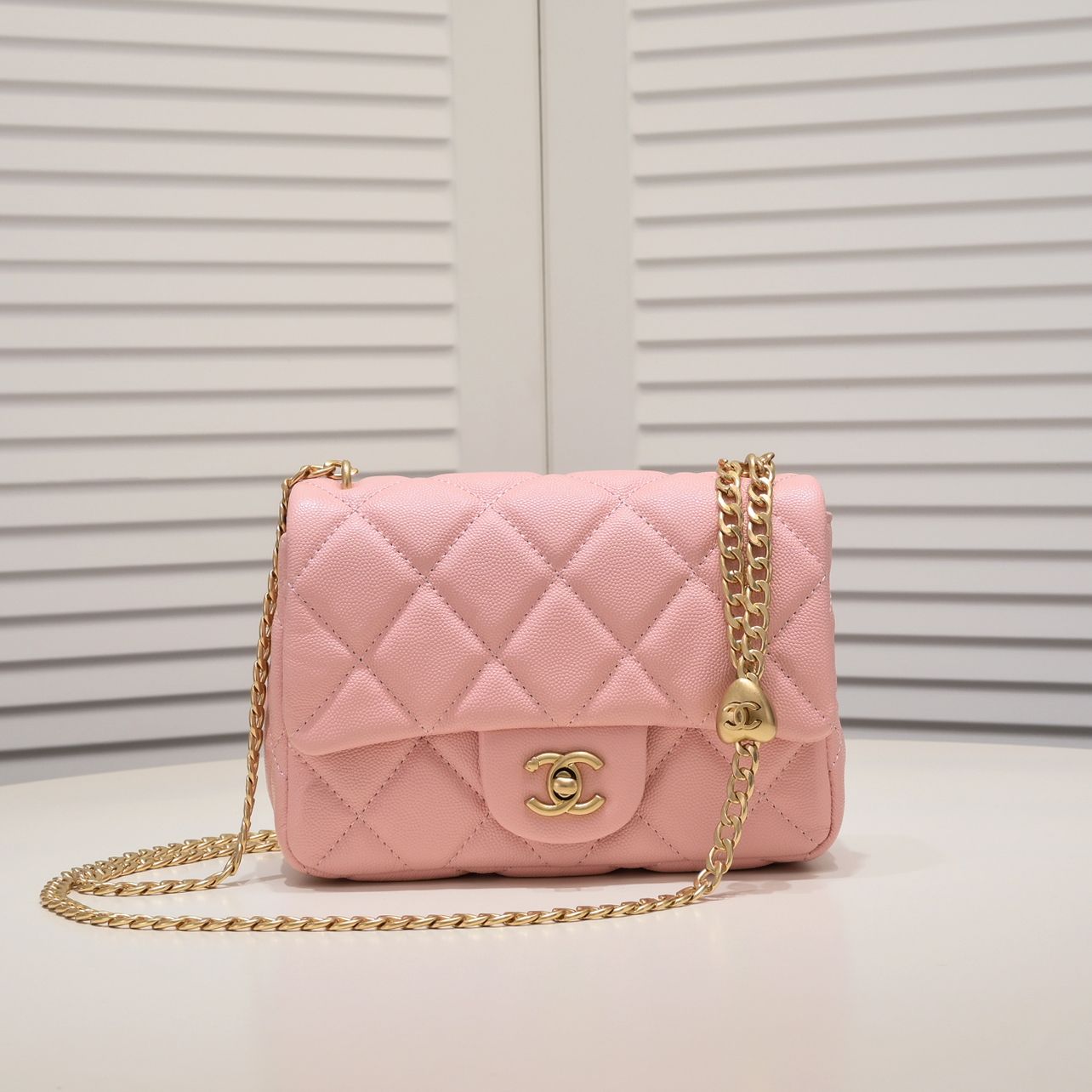 Chanel 23P Peach Hardware Shoulder Bag Handbag