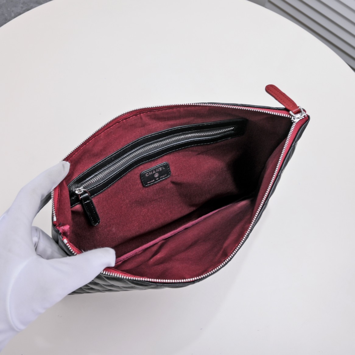 Chanel Cowhide Caviar Lattice Clutch silver buckle Clutch Bag Handbag