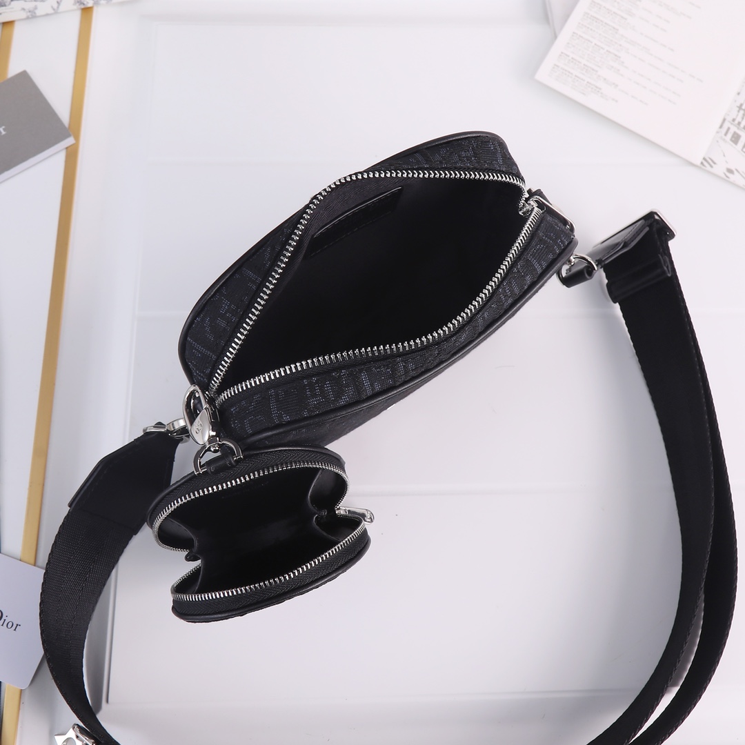 Dior Shoulder with coin purse Black print 2345 LM071 19cm