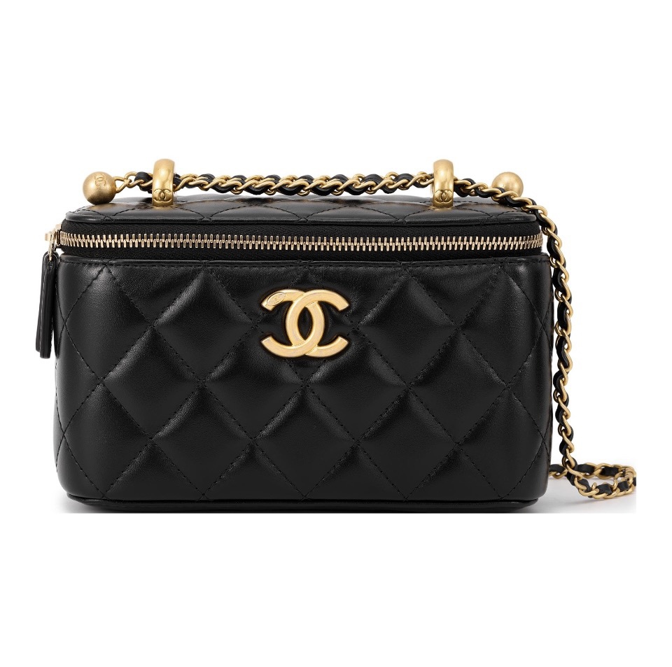 Chanel Double Golden-Ball Makeup Box Black Bag (Replica)