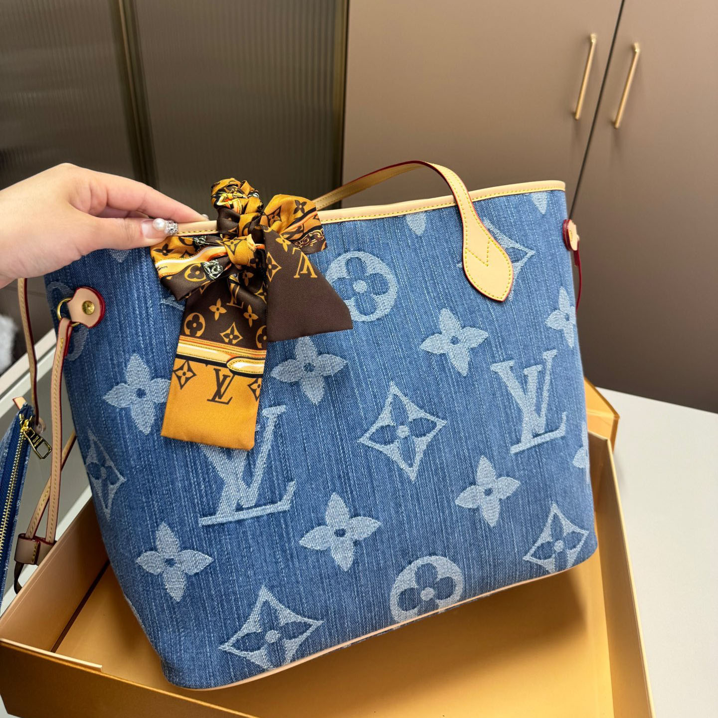 Louis Vuitton LV Denim Neverfull Shoulder Bag Handbag (Replica)