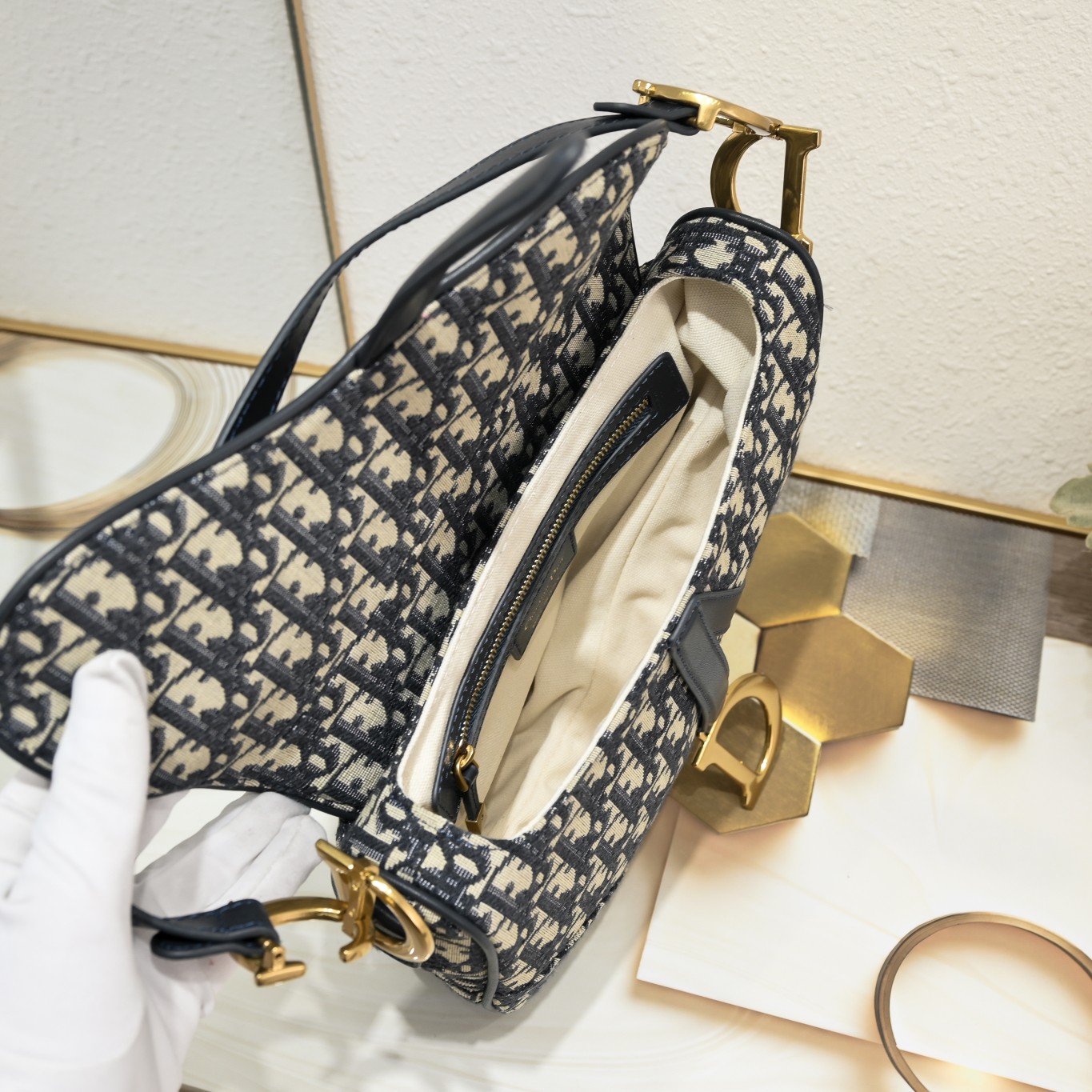 Saddle Bag Blue print with Nailing strap CD-1003 XB012 25.5cm