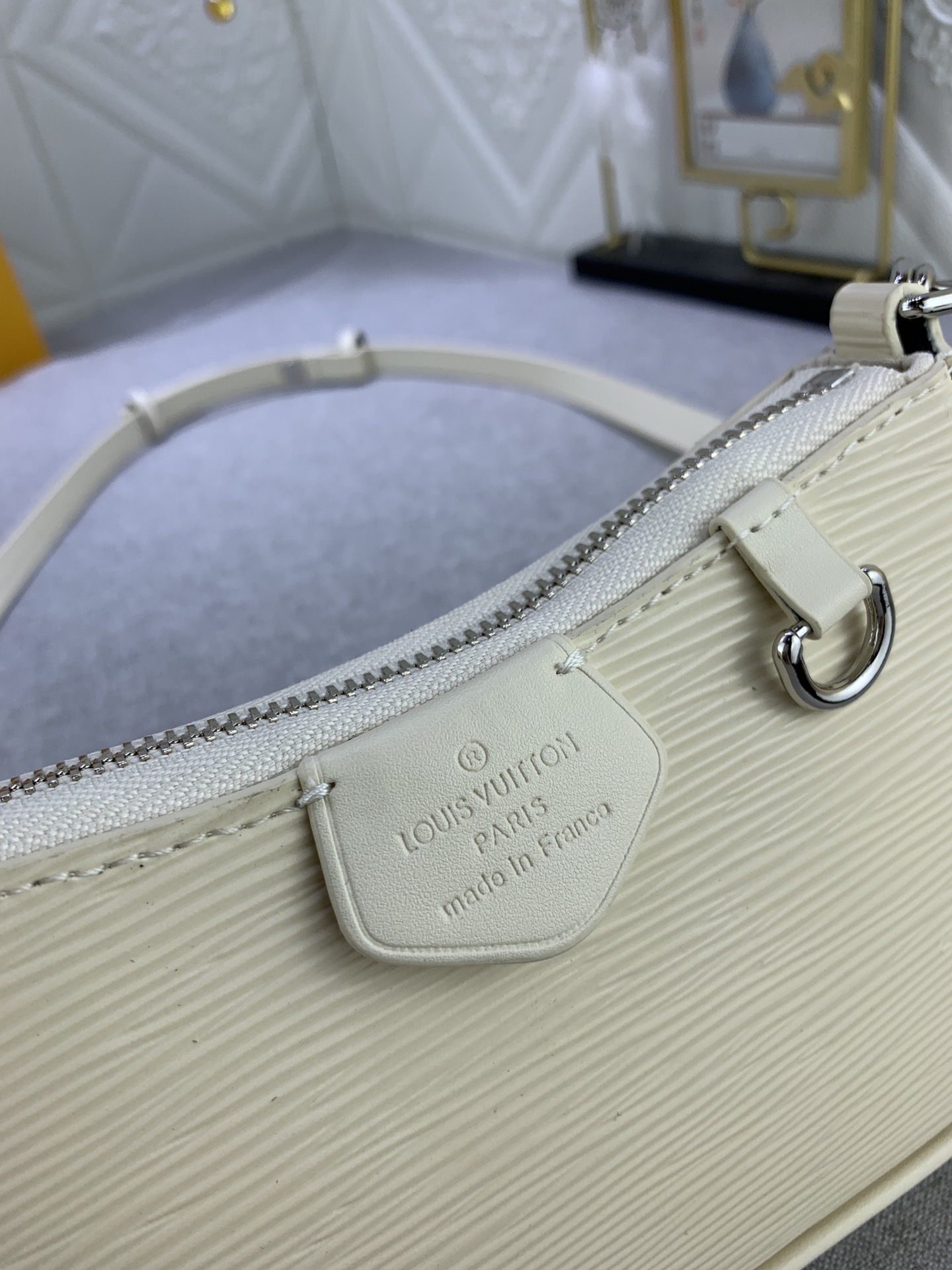 LV Easy Pouch On Strap Beige water ripples M80349 MQ051 19cm