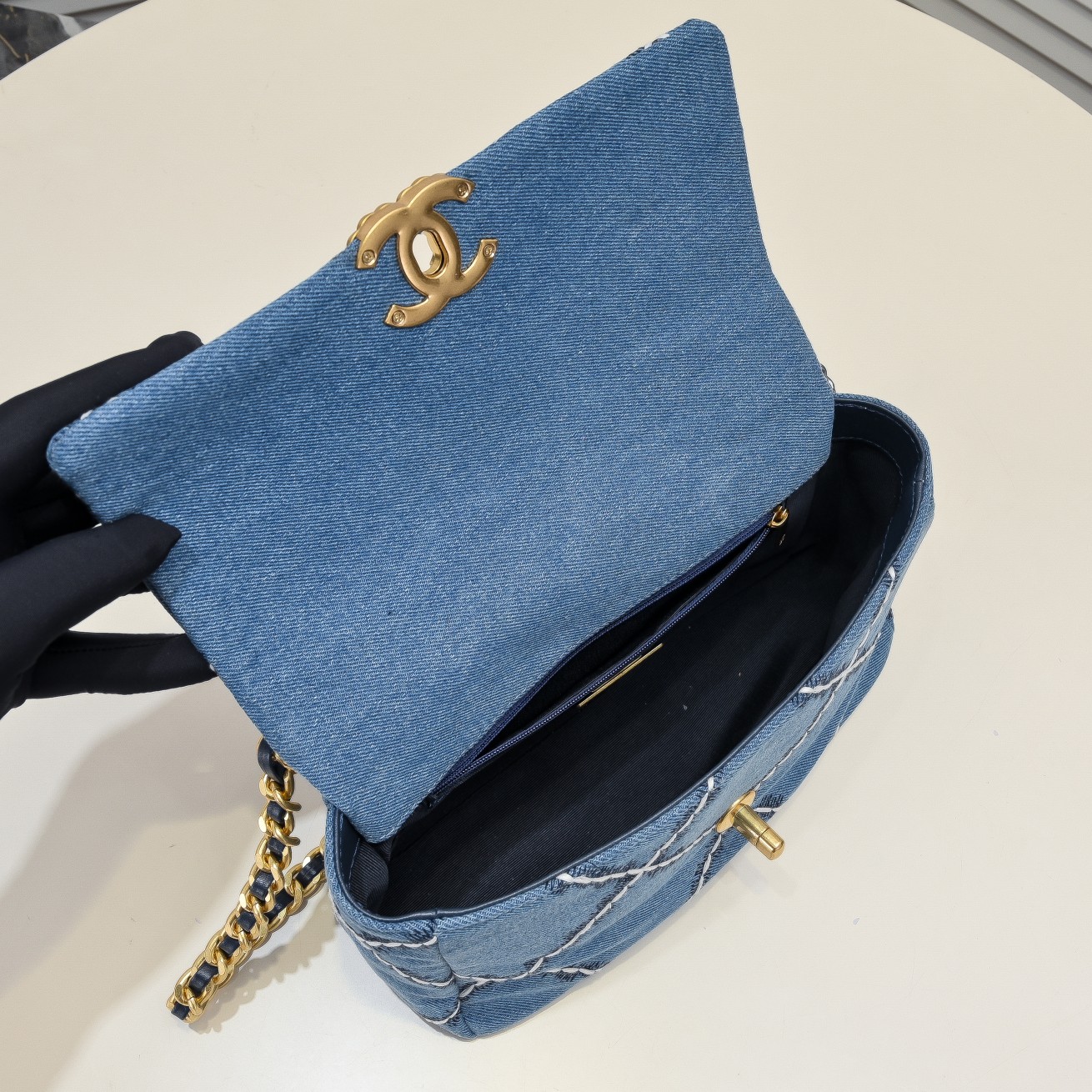 Chanel 22 Bag Classic Denim Blue Shoulder Bag Handbag