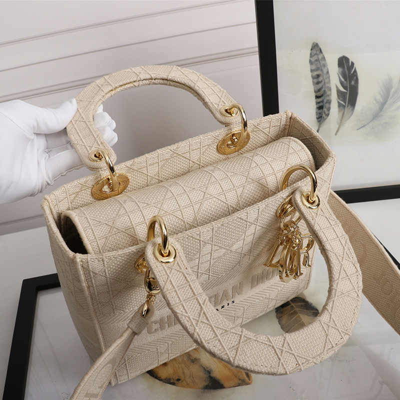 Dior Medium LADY Bag Cannage Embroidery(Replica)