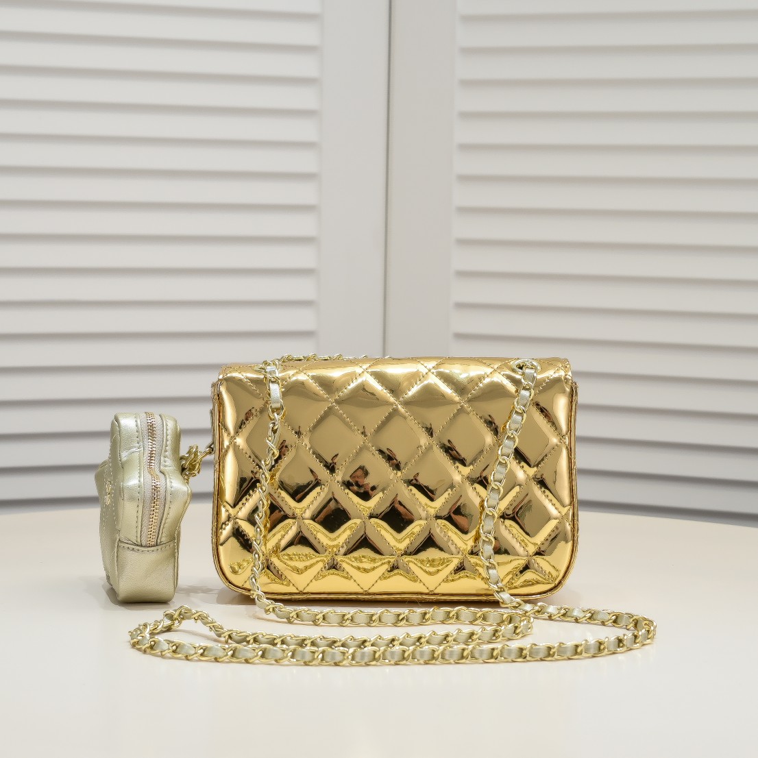 Chanel 24c Star Bag CF Patent Leather Gold Shoulder Bag Handbag