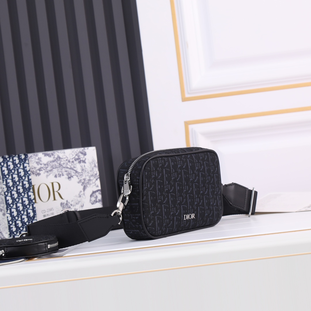 Dior Shoulder with coin purse Black print 2345 LM071 19cm