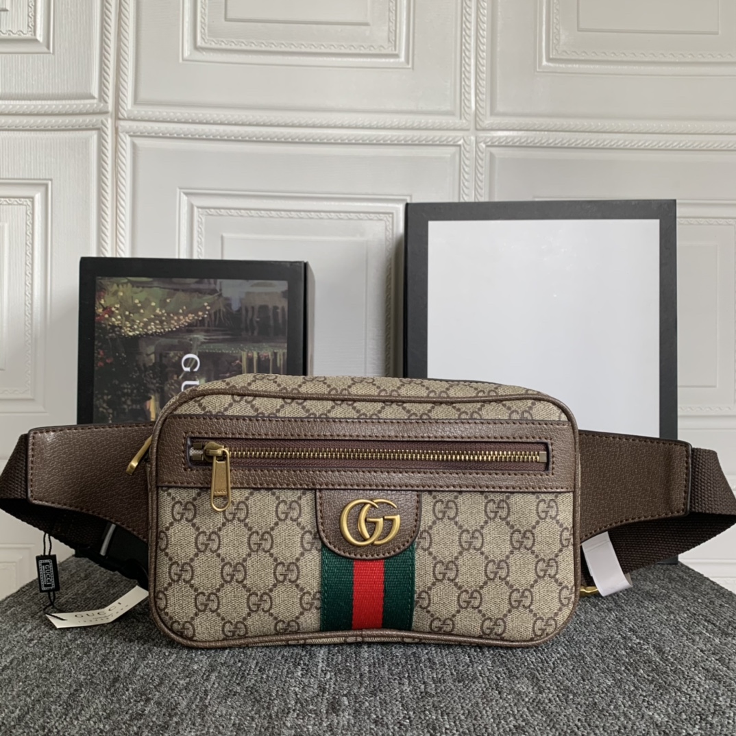 Gucci Canvas & Leather Waist Bag Belt Bag(Replica)
