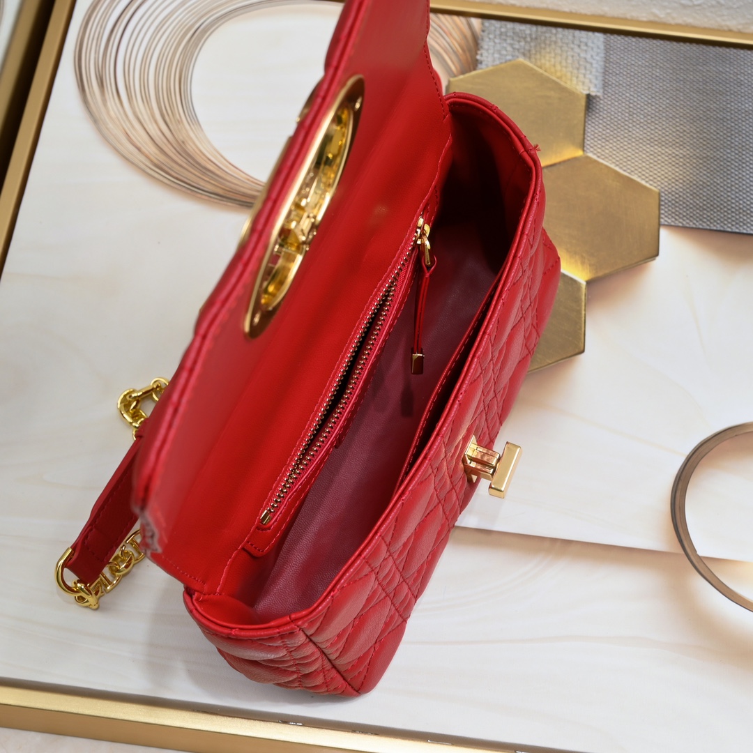 Small Dior Caro Bag Red 9797 XB091 21cm