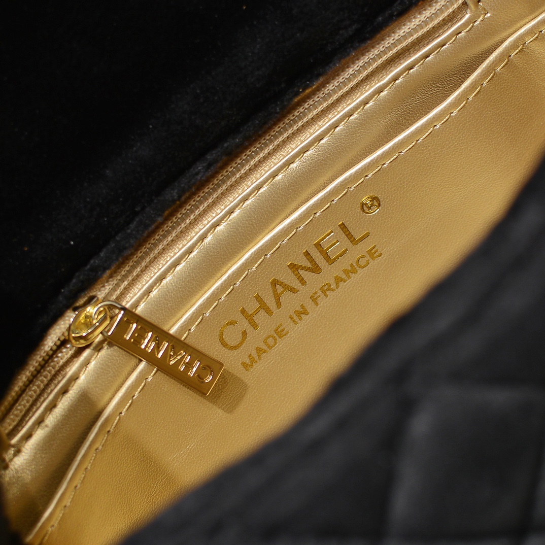 Chanel 1786 Velvet Rhinestones Shoulder Bag Handbag