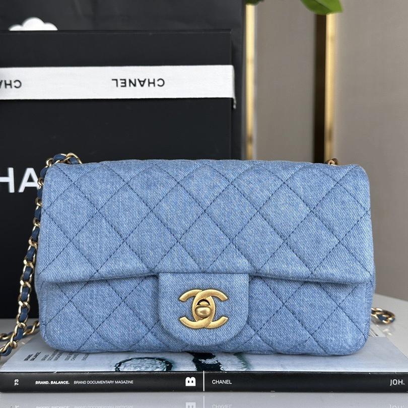 Chanel Classic Flag Bag Quilted Denim 20CM Shoulder Bag(Replica)