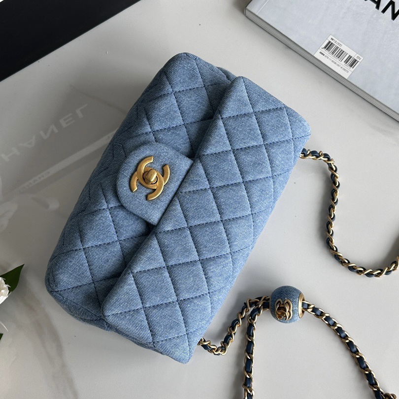 Chanel Classic Flag Bag Quilted Denim 20CM Shoulder Bag(Replica)