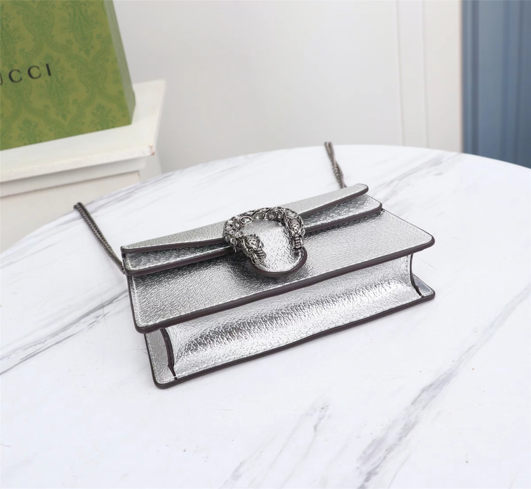 Dionysus Super Mini Bag Silver 476432 LM051 16.5cm