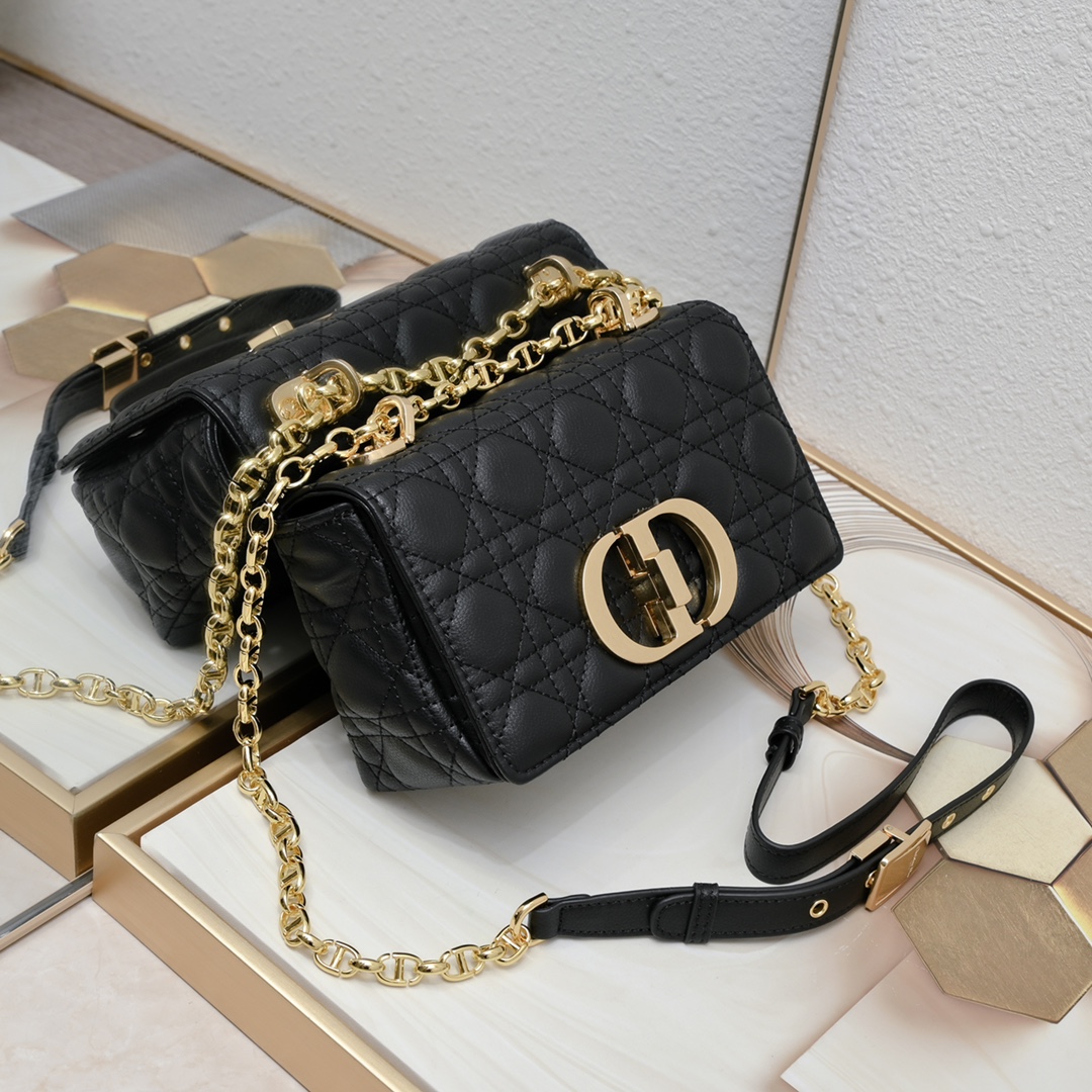 Small Dior Caro Bag Black 9797 XB091 21cm
