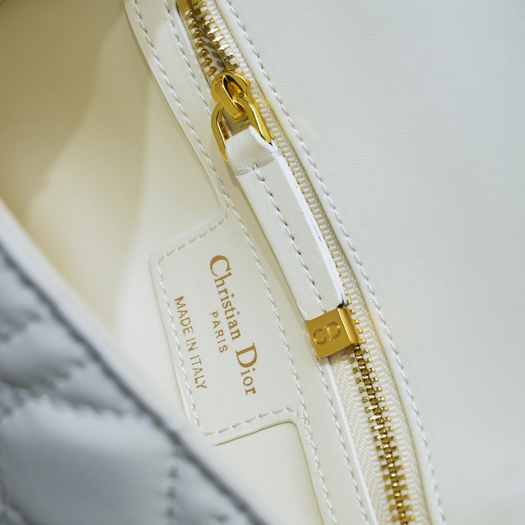 Small Dior Caro Bag White 9797 XB091 21cm