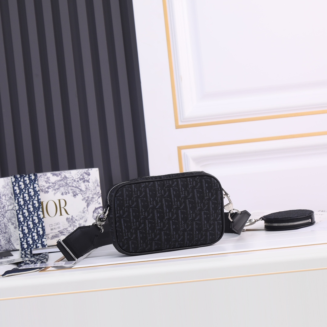 Dior Shoulder with coin purse Black print 2345 LM071 19cm