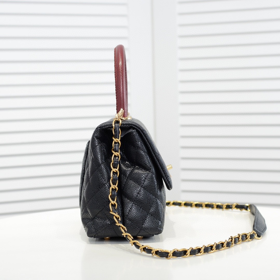 Chanel Stripe Gold Buckle Medium Shoulder Bag Handbag