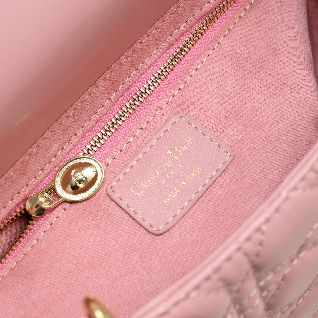 Medium Lady Dior Bag Pink Sheepskin LM071 24cm