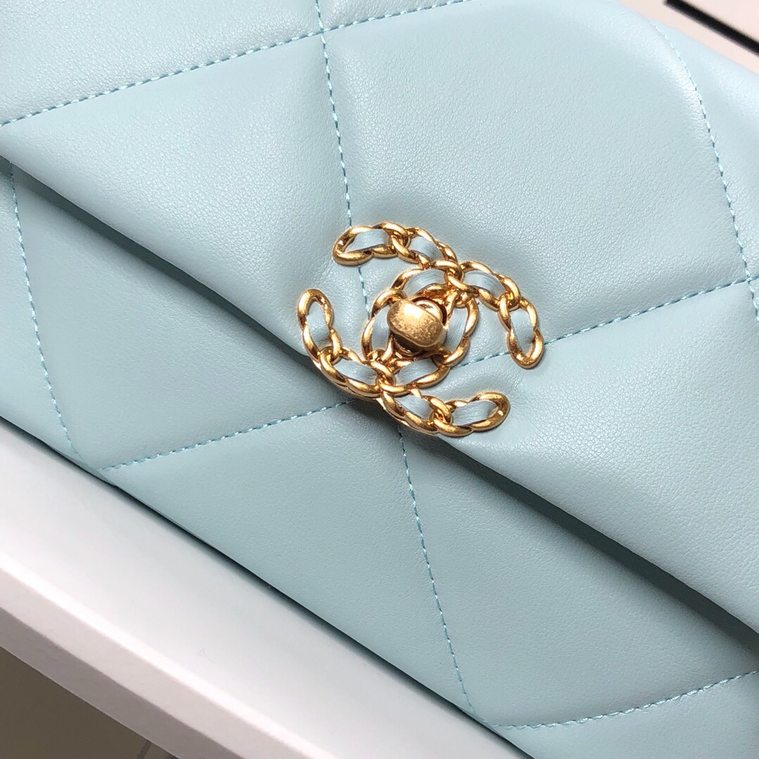 Chanel Lambskin Quilted Small 19 Flap Shoulder Bag Handbag